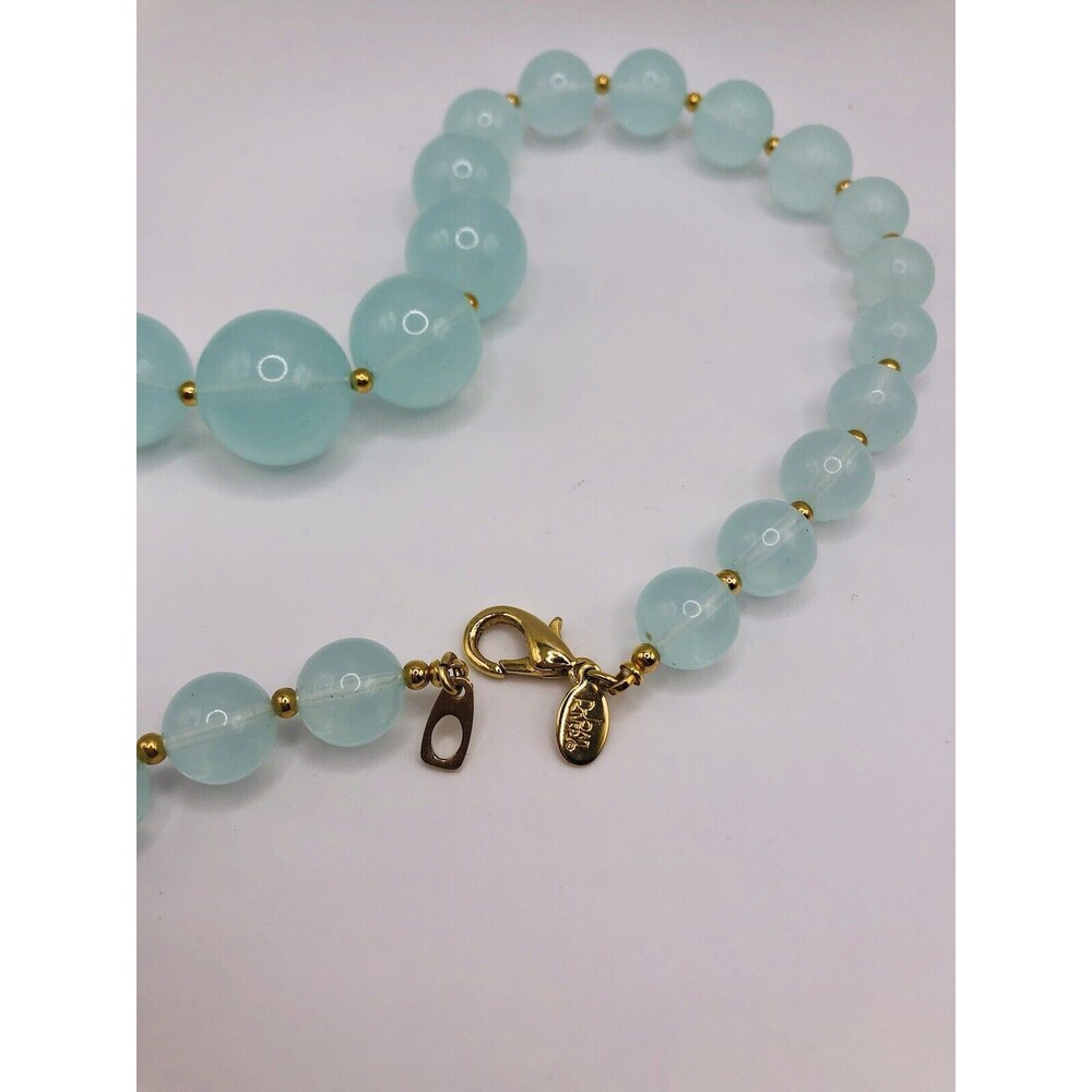 JOAN RIVERS Signed Aqua Lucite Beaded Necklace~ - Picture 6 of 8